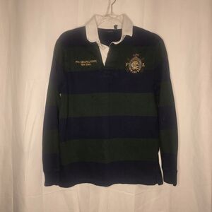 Polo by Ralph Lauren Men's Green and Blue Striped Sweater